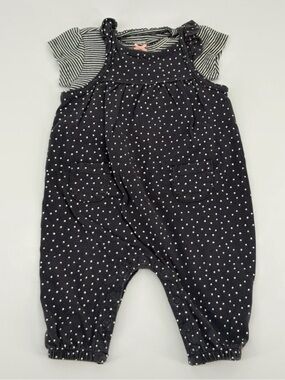 Carter's Baby Girl 3 Months Black & White Polka Dot Striped Baby Onesie